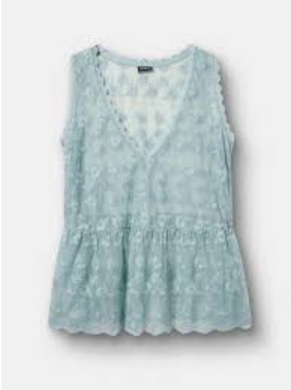Torrid lace V-neck tank sheer, mint green floral Sleeveless Lace Peplum Top 3x